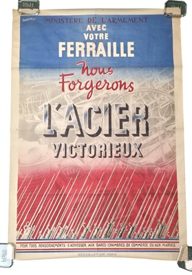 Lot 14 - TAUZIN - WW2 French Poster - Scrap metal for Victorious Steel