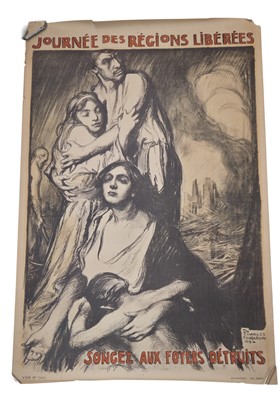 Lot 5 - WW1 French Poster - FOUQUERAY, Charles (1869-1956) Liberated Regions of France Collection, c.1919