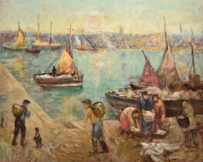 Lot 142 - Albert Abram Gittleson (act.1911-1944) Harbour Scene