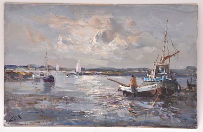 Lot 9 - Jack Cox (1914-2007) Fishing Boat on the Shoreline