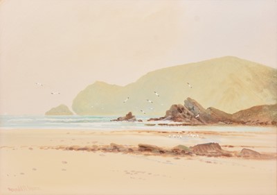 Lot 92 - Reginald Daniel Sherrin (1891-1971) Study of a Seashore with Seagulls in Flight