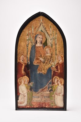 Lot 54 - Follower of Taddeo Gaddi (Italy, c.1300-1366) Madonna and Child Enthroned with Angels