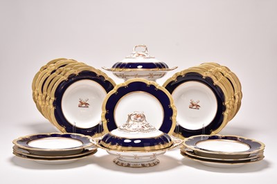 Lot John Ridgway & Co (Cauldon Place) armorial crested dinner service, 1840