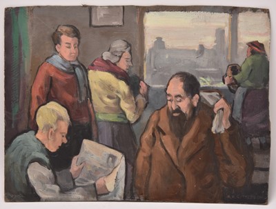 Lot 25 - Albert Abram Gittleson (act.1911-1944) Group of people in an Interior Scene