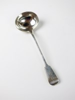 Lot 15 - A Victorian silver Fiddle pattern soup ladle,...