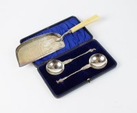 Lot 17 - A cased pair of presentation spoons, John...