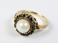 Lot 48 - A 9ct gold freshwater cultured pearl and green...