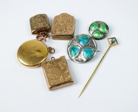 Lot 66 - A 9ct gold rectangular locket, together with...