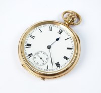 Lot 86 - A Gentleman's 9ct gold open face pocket watch,...