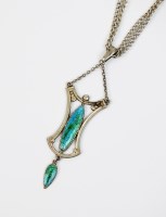 Lot 90 - A Charles Horner silver and enamel pendant,...