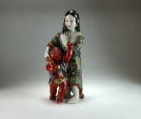 Lot 191 - A Japanese Kutani figure of Kintaro and his...