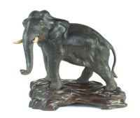 Lot 194 - A Japanese bronze figure of an elephant, Meiji...