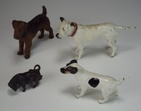 Lot 218 - Three cold painted bronze dogs, comprising of...