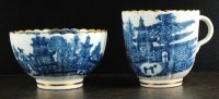 Lot 11 - A Caughley Temple pattern coffee cup, 7cm high,...