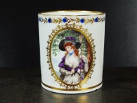Lot 59 - A rare Caughley polychrome mug, outside...
