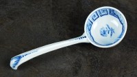 Lot 104 - A Caughley ladle, circa 1786, painted in...