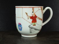Lot 141 - A Worcester coffee cup, circa 1765-68, painted...