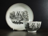 Lot 147 - A Worcester tea bowl, coffee cup and saucer,...