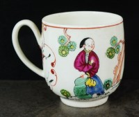 Lot 155 - A Worcester polychrome coffee cup, painted in...