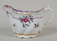 Lot 189 - A Caughley porcelain polychrome cream boat,...