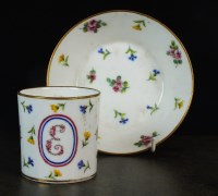 Lot 285 - A 'Sevres' coffee-can and saucer (gobelet...
