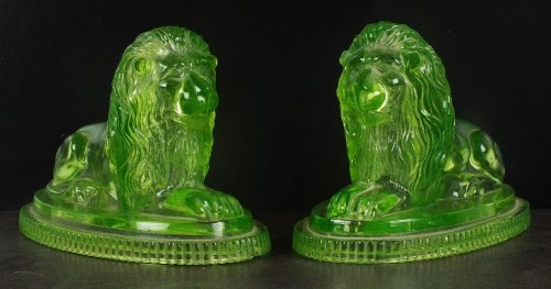 Lot 308 - A pair of John Derbyshire green uranium glass...