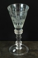Lot 319 - A Williamite style wine glass, the funnel bowl...