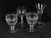 Lot 322 - Four 19th century English drinking glasses, to...