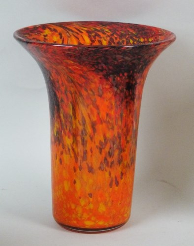 Lot 327 - A Monart glass vase, circa 1930s. the orange...