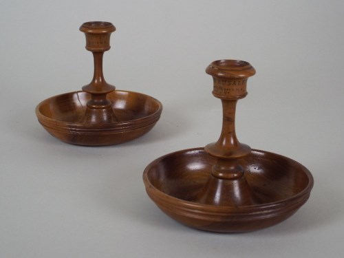 Lot 342 - A pair of olive wood Brighton bun style...