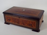 Lot 347 - A mid 19th century Swiss music box, the ebony...
