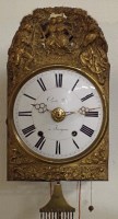 Lot 379 - A 19th century French brass wall clock, the 9½...