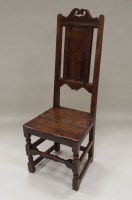 Lot 414 - A late 17th century joined oak side chair the...