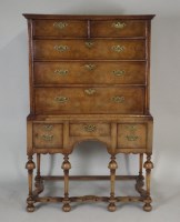 Lot 442 - A George I style walnut chest on stand, the...