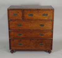 Lot 469 - An 19th century teak secretaire campaign chest,...