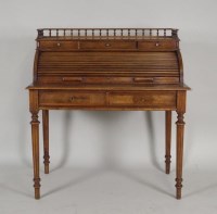 Lot 472 - An early 20th century French walnut tambour...