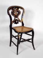 Lot 485 - A Victorian ebonised polychrome decorated...