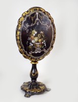 Lot 486 - A Victorian ebonised polychrome decorated...