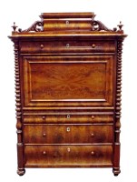 Lot 494 - A mid 19th century French mahogany secretaire...