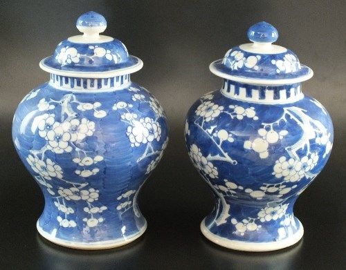 Lot 36 - A matched pair of Chinese blue and white...