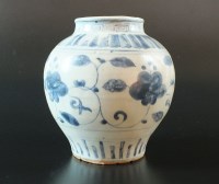Lot 54 - A Chinese blue and white jar, Ming Dynasty, of...