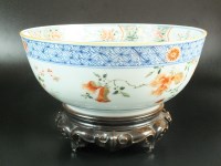 Lot 67 - A Chinese export porcelain bowl with hardwood...