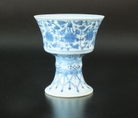 Lot 77 - A Chinese blue and white stem cup, possibly...