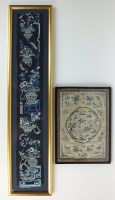 Lot 142 - A Chinese embroidery fragment, late 19th...