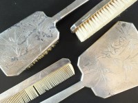 Lot 149 - A Chinese export silver four-piece dressing...