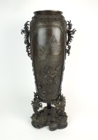 Lot 156 - A Japanese bronze vase mounted as a lamp,...