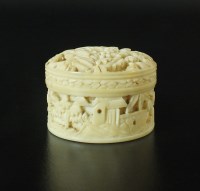 Lot 159 - A Chinese Canton export ivory box and cover,...