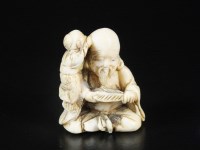 Lot 167 - A Japanese ivory netsuke, Meiji period, early...