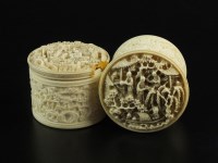 Lot 168 - A pair of Chinese Canton Export ivory boxes...