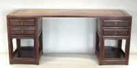 Lot 201 - A Chinese rosewood two pedestal desk, mid-20th...